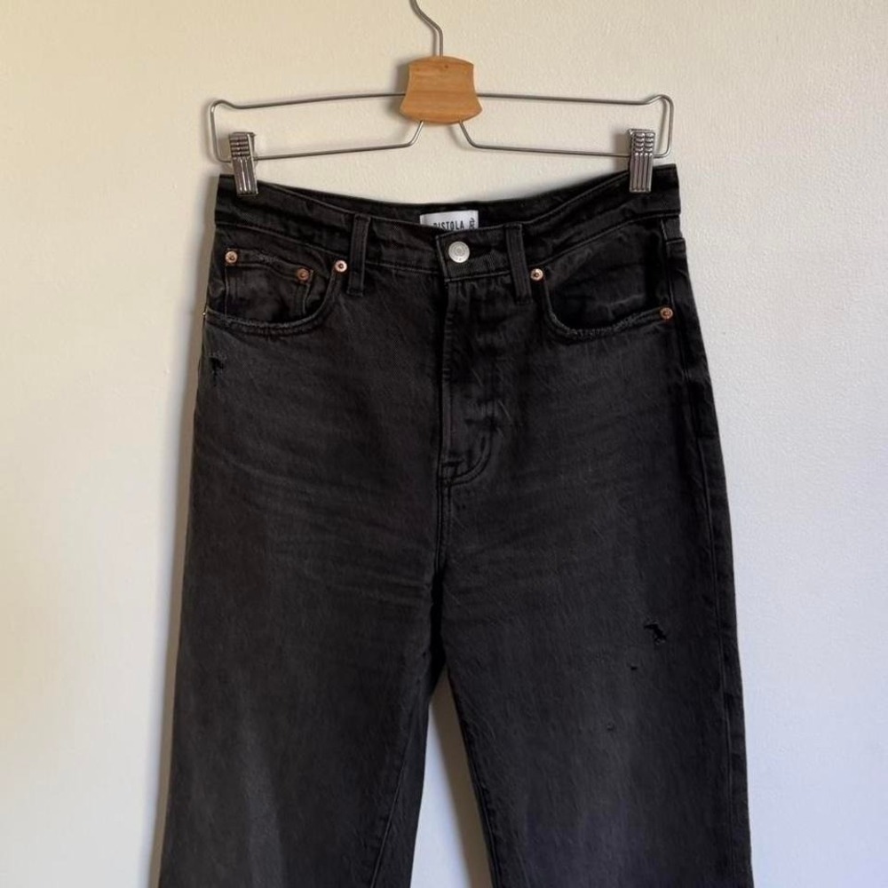 Pistola Black Straight Leg Jeans | High Rise Vintage Wash Denim Size 27 - Picture 6 of 7